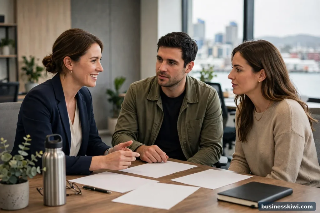 A couple meeting a mortgage adviser