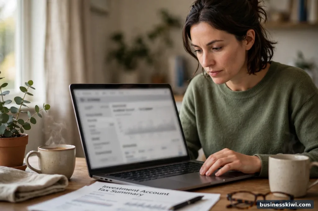An investor checking their PIE tax summary on a laptop