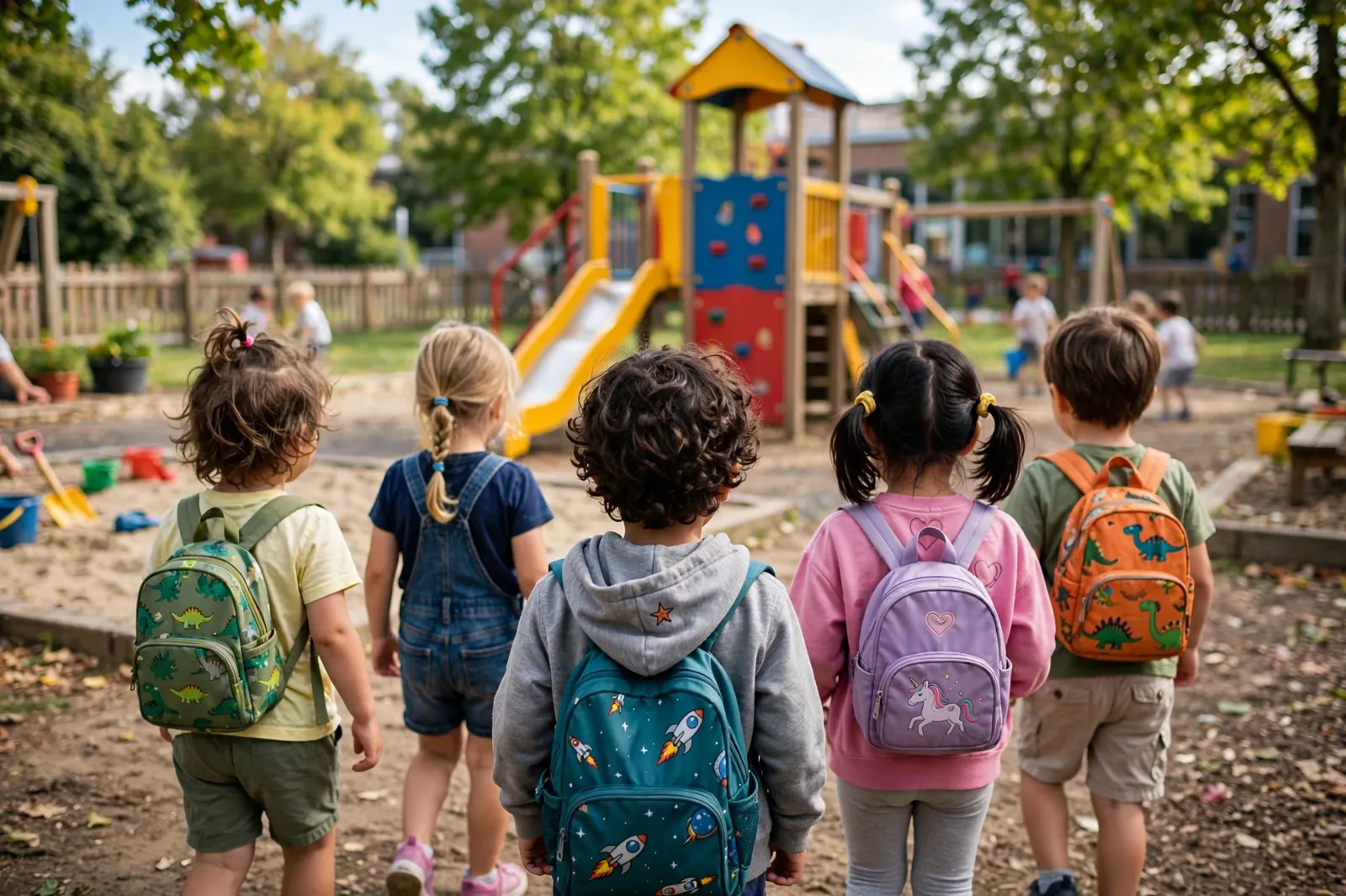 Children playing in a kindergarten playground