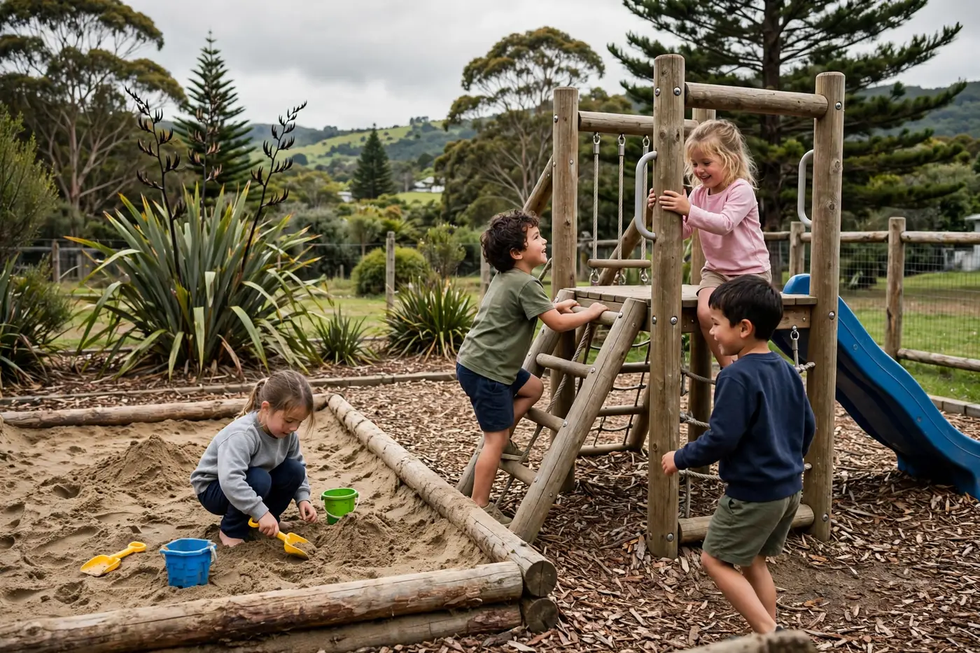 Children playing outdoors at kindergarten