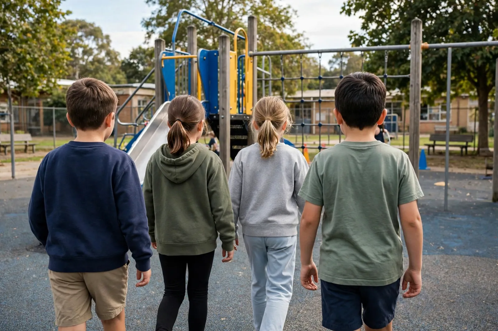 Children playing outdoors at a primary school