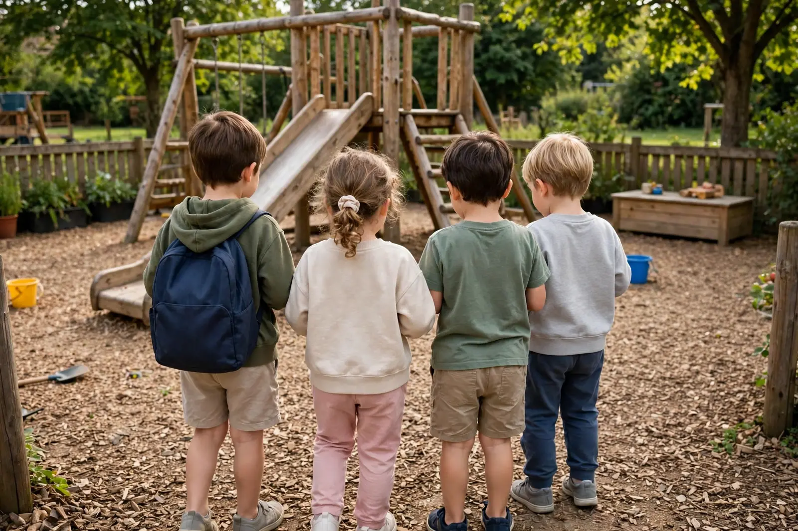 Children playing outdoors at a kindergarten