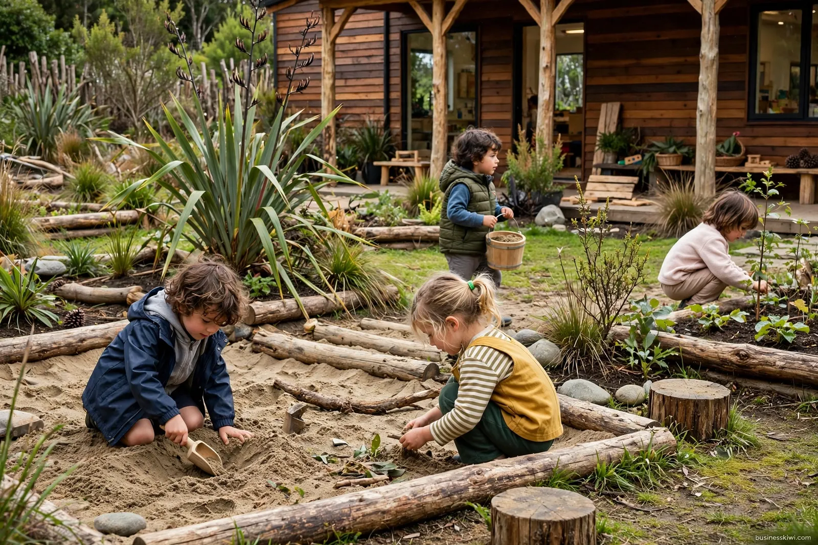 Children playing outdoors at an early childhood centre