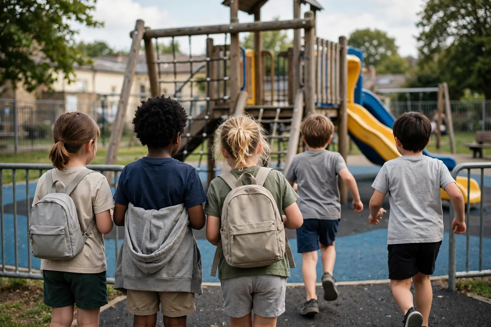 Children playing outdoors at a primary school
