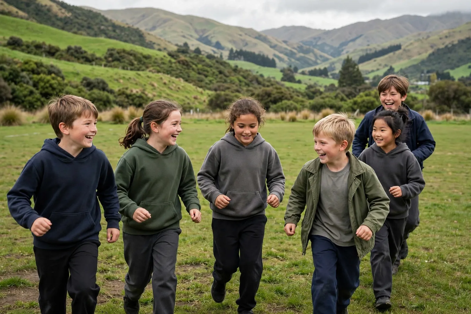 Children playing on the Bradford School field