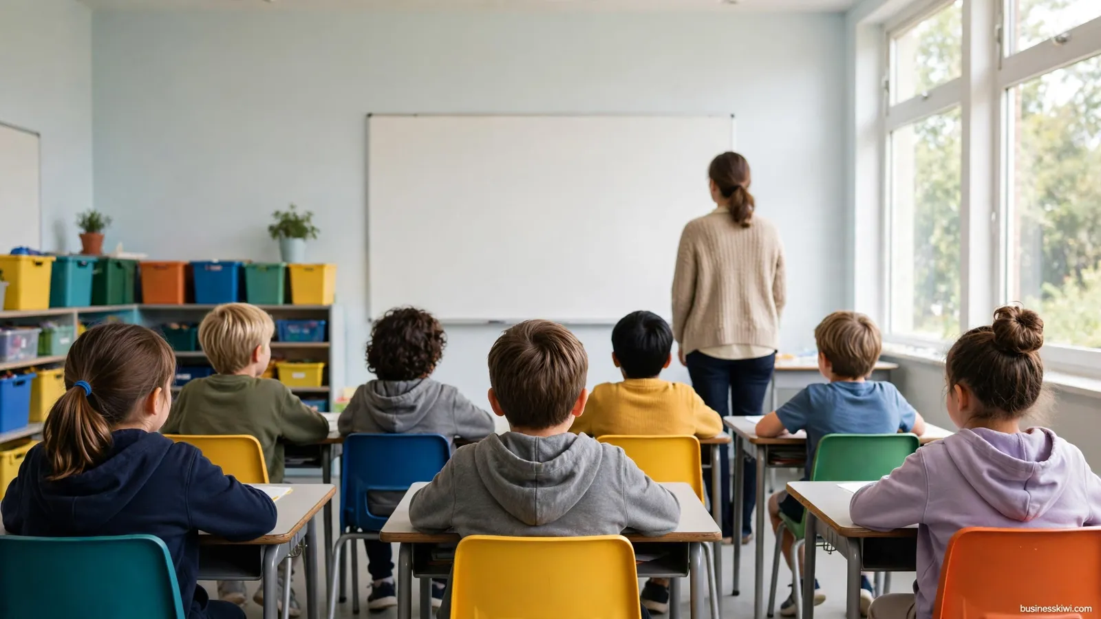 Illustration of a primary school classroom