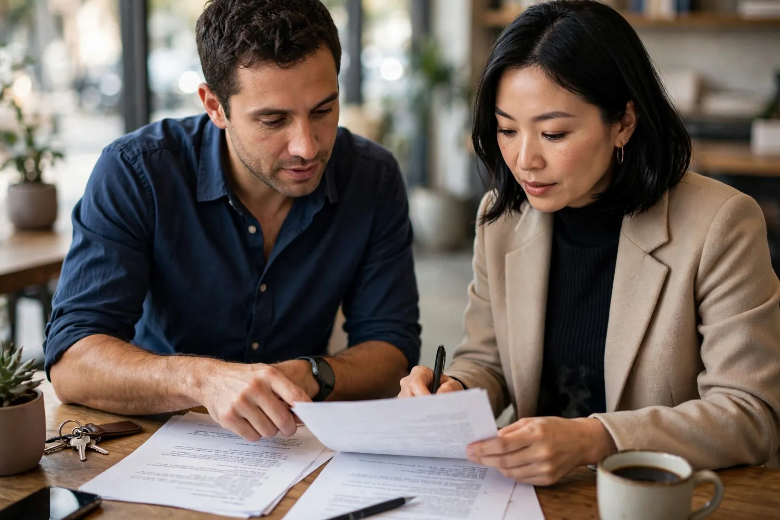 Co-owners reviewing a property agreement