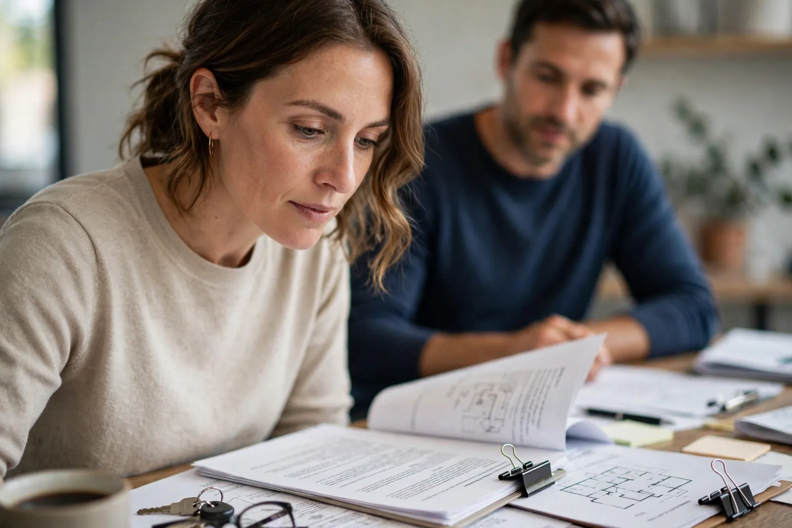 Co-owners reviewing property documents