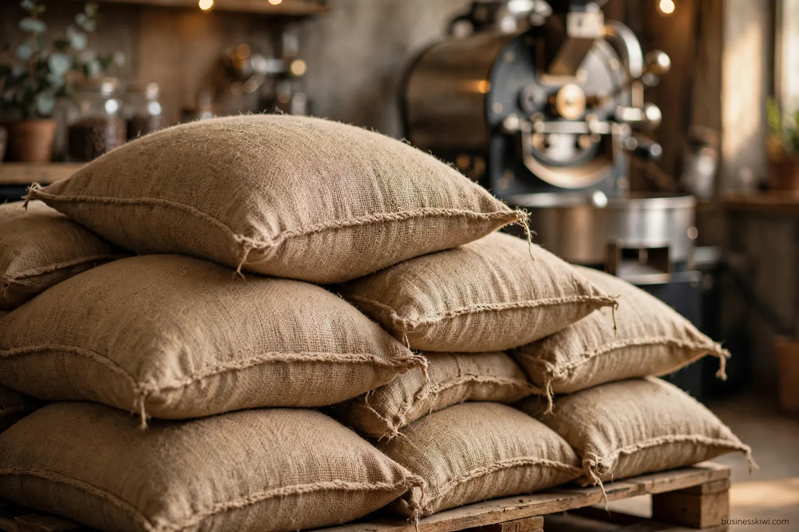 Used hessian coffee sacks