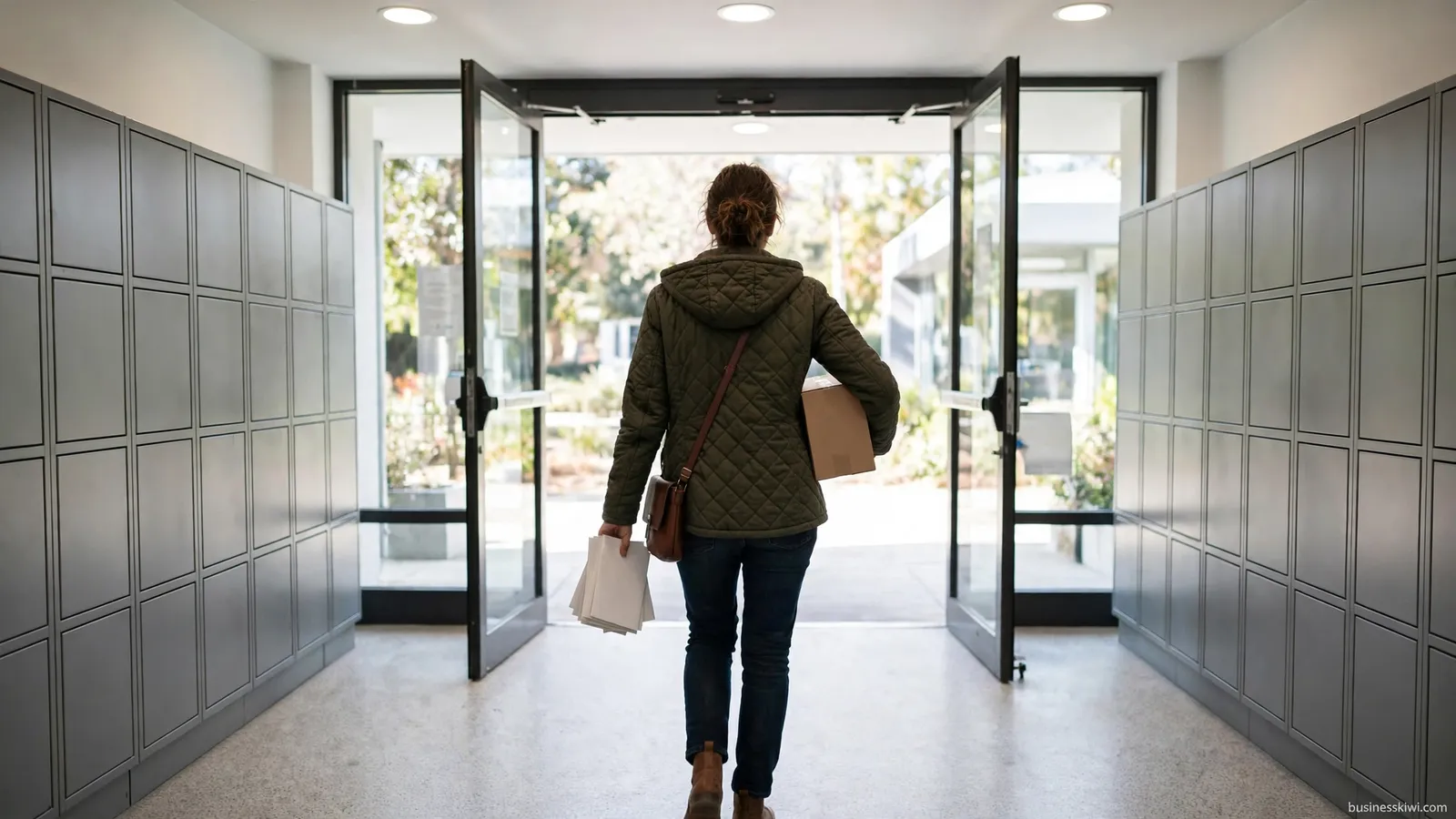 Collecting mail from a box lobby
