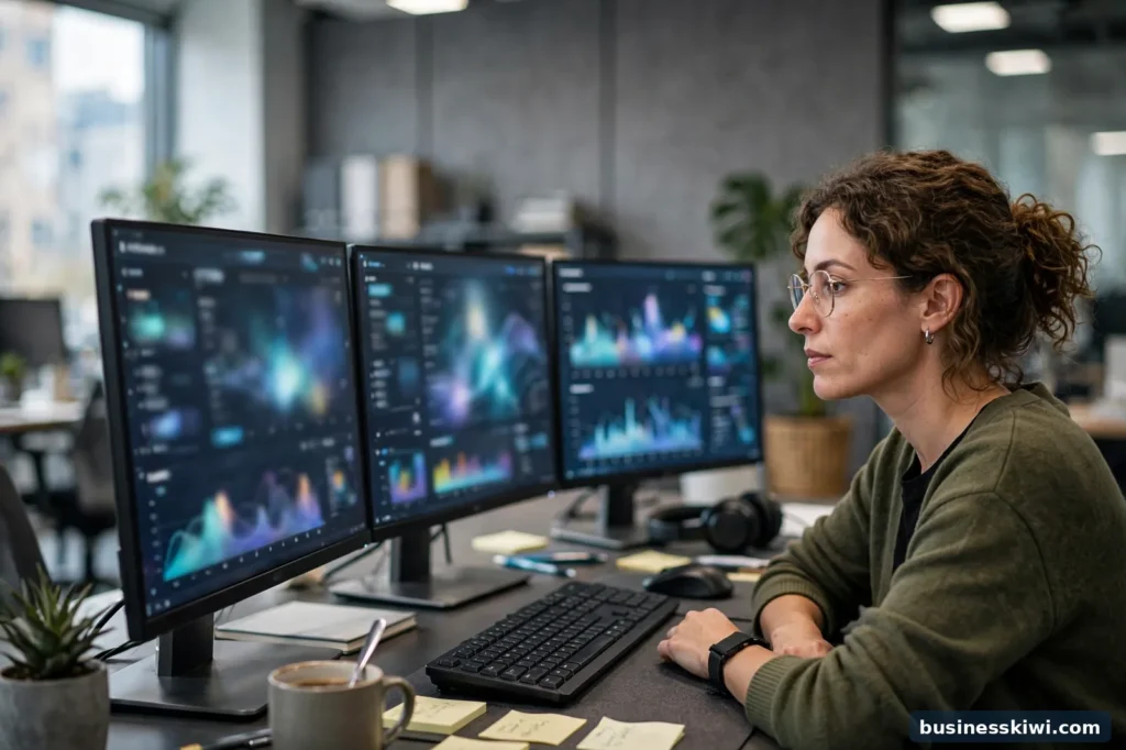 An IT professional monitoring database servers
