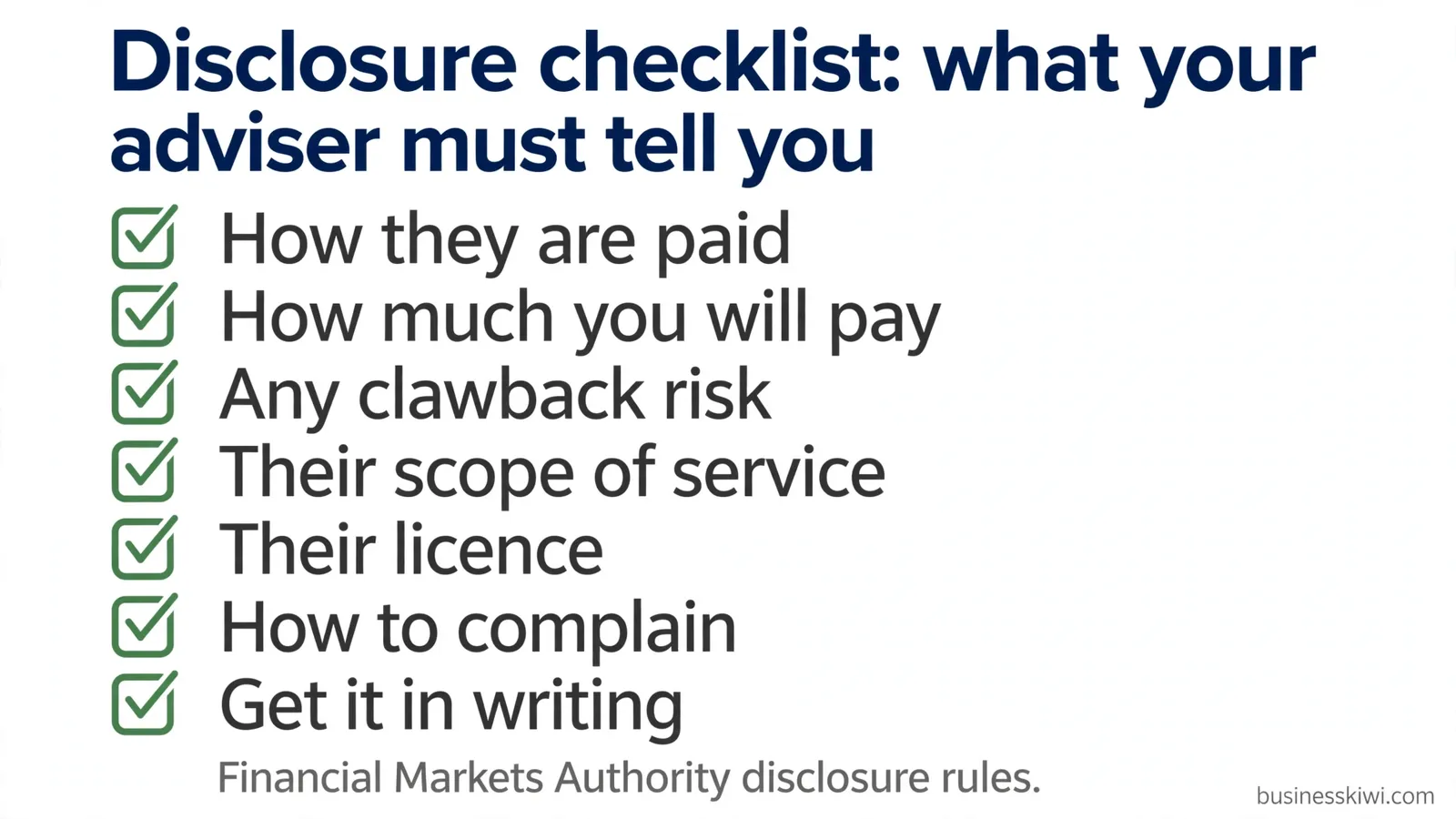 Disclosure checklist: what your adviser must tell you