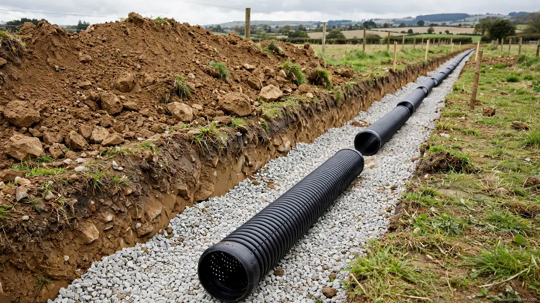 Laying a disposal field trench
