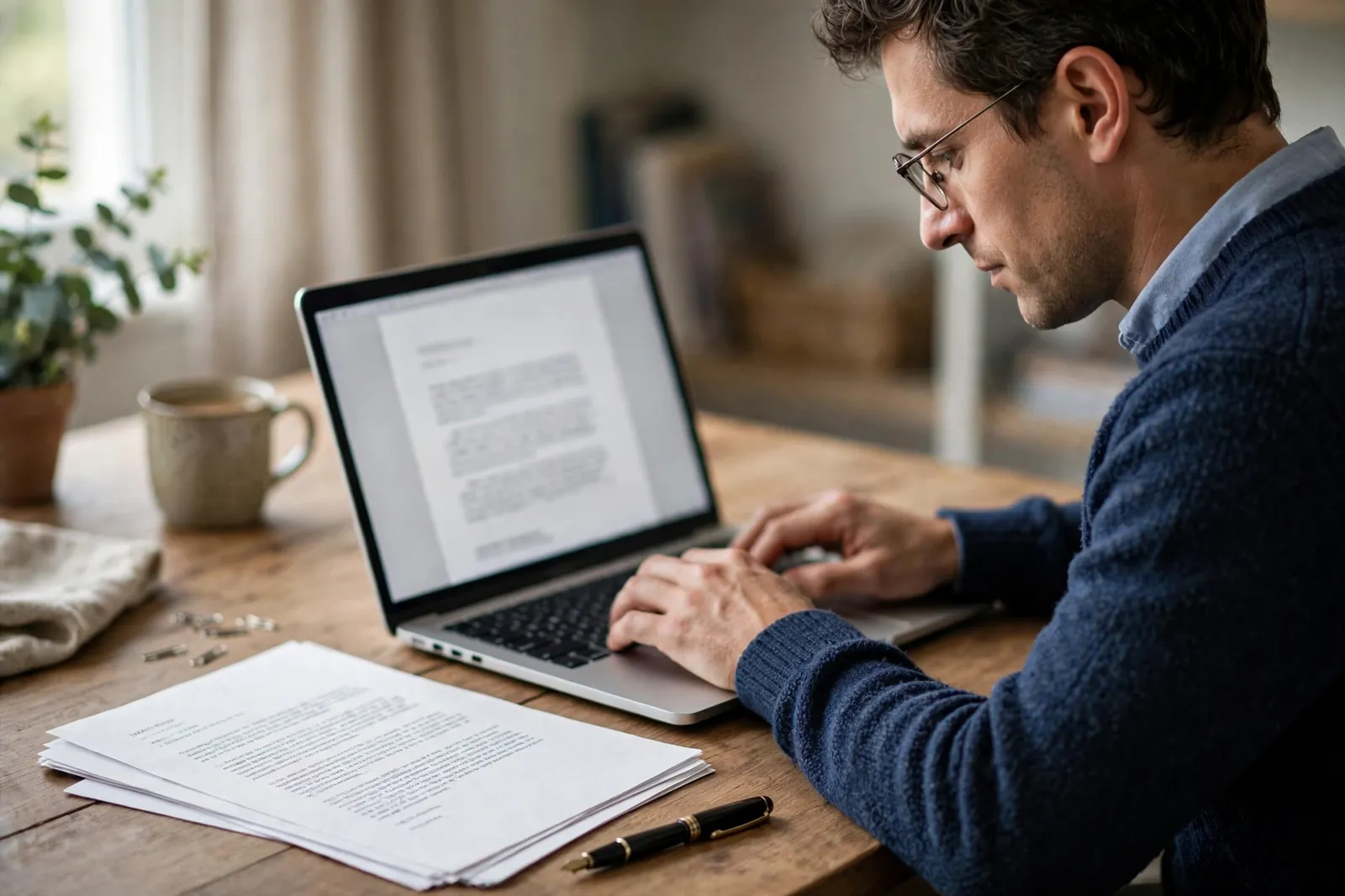 A man drafting a letter to Immigration New Zealand