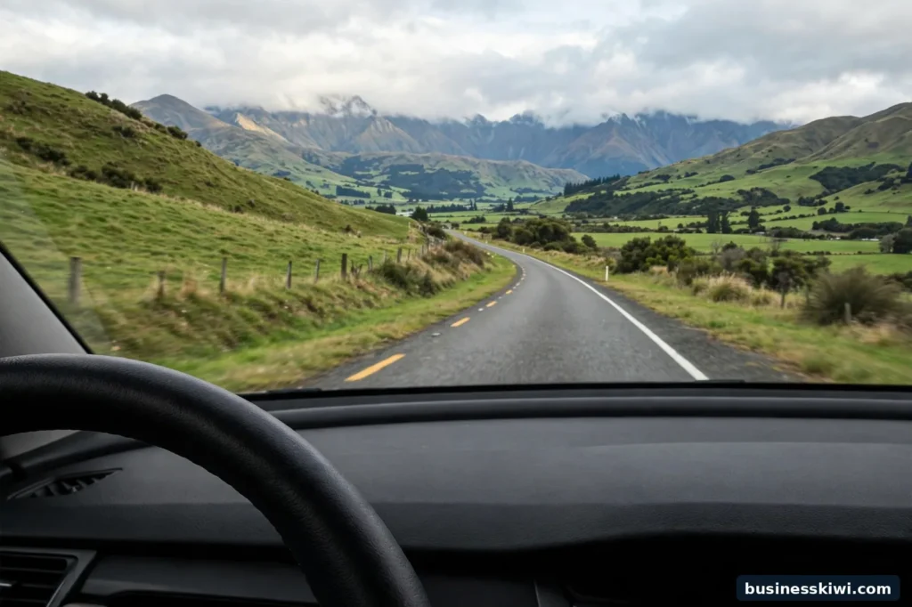 Driving on a New Zealand highway