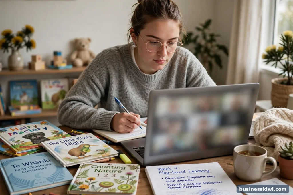An ECE student studying online at home