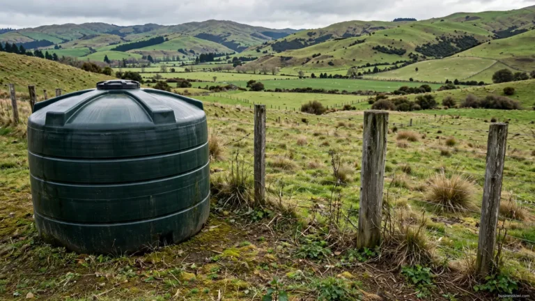 A farm water storage tank