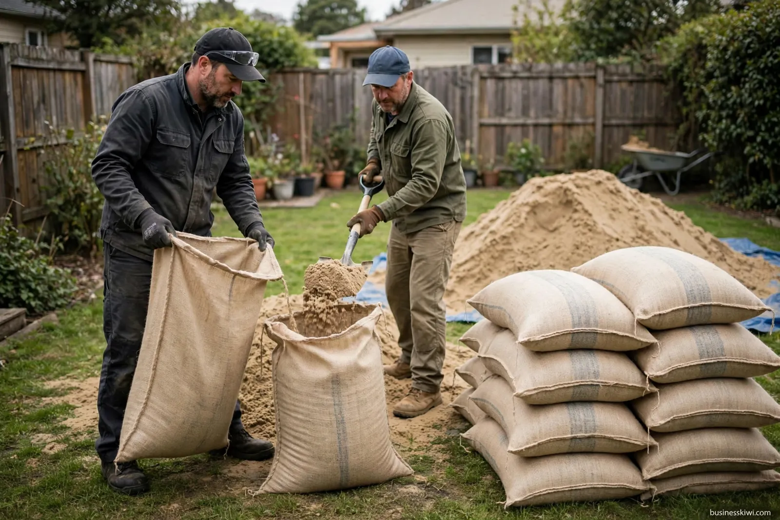 Filling hessian sandbags