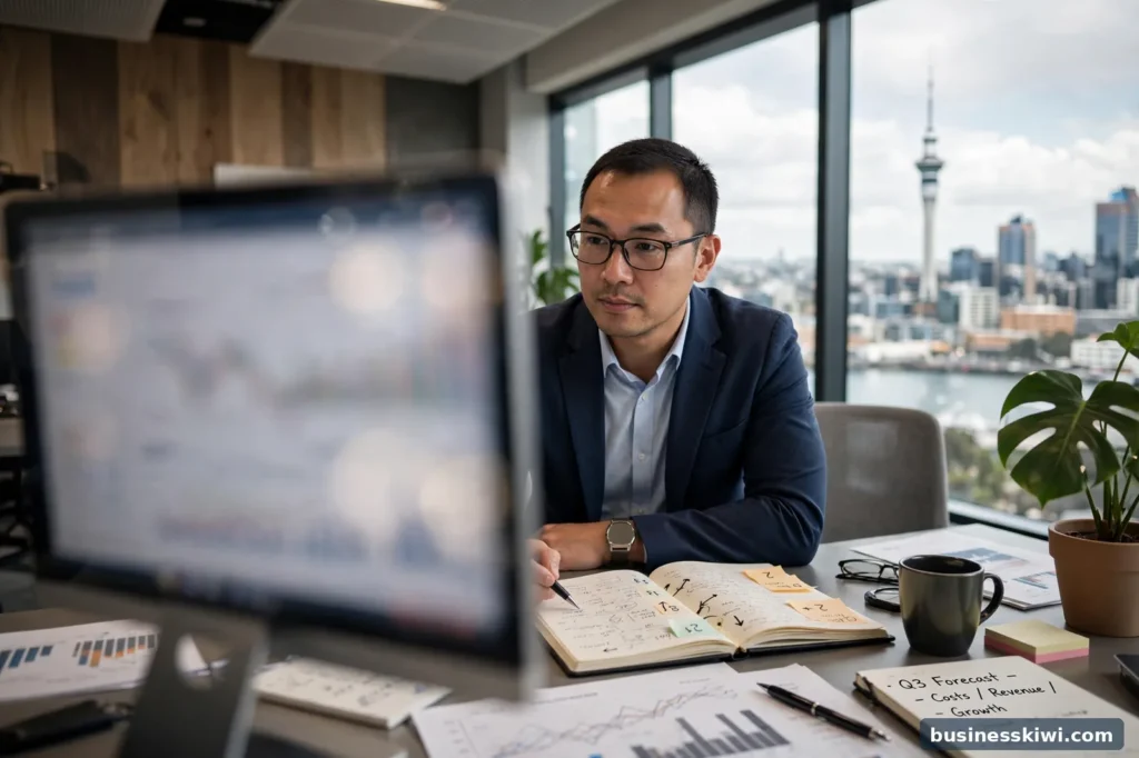 A finance professional at work in an office