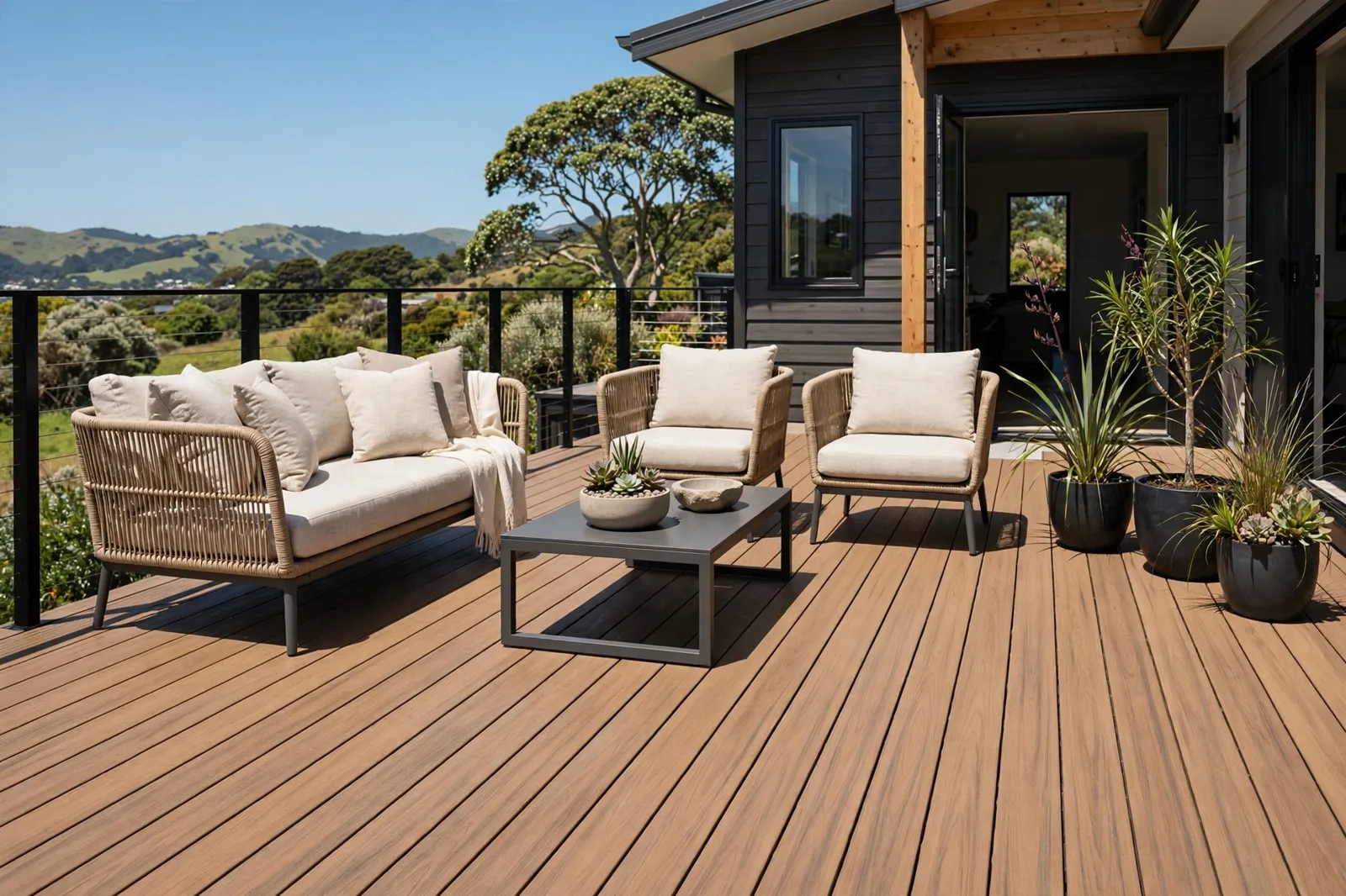 A finished composite deck