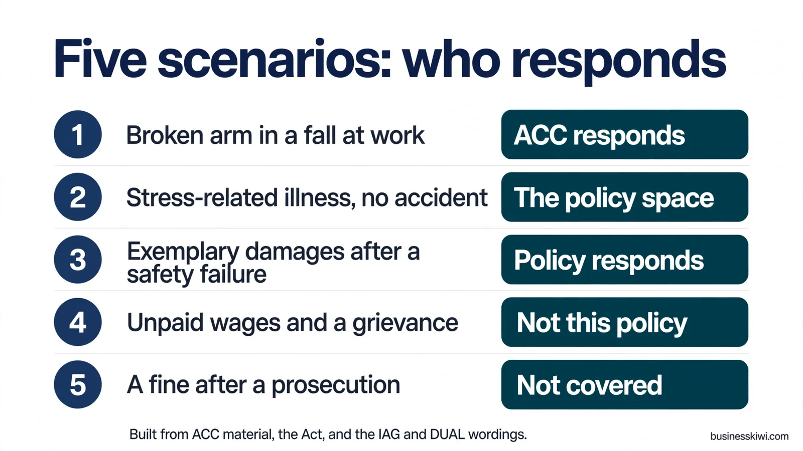Five claim scenarios: who responds