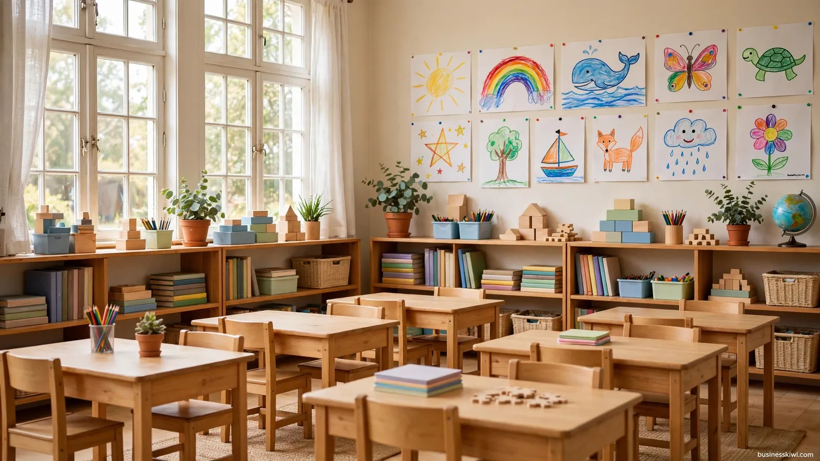 Illustration of a primary school classroom