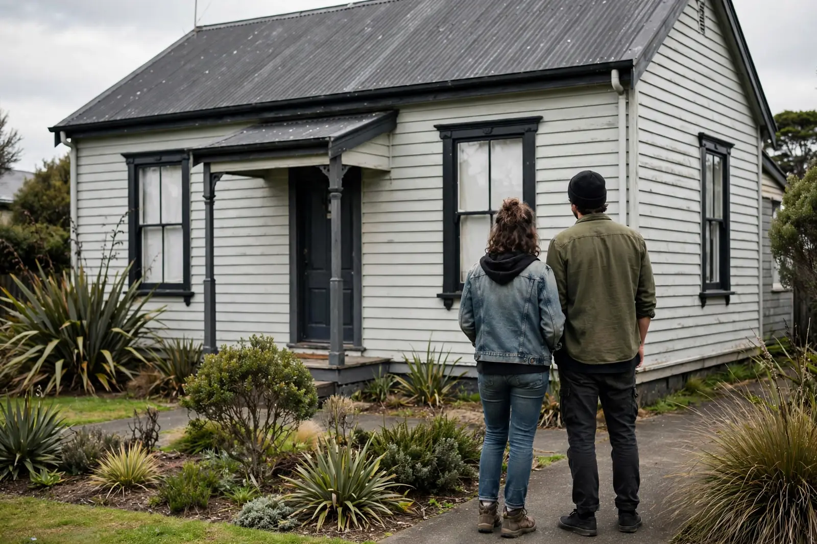 Friends outside a house they bought together