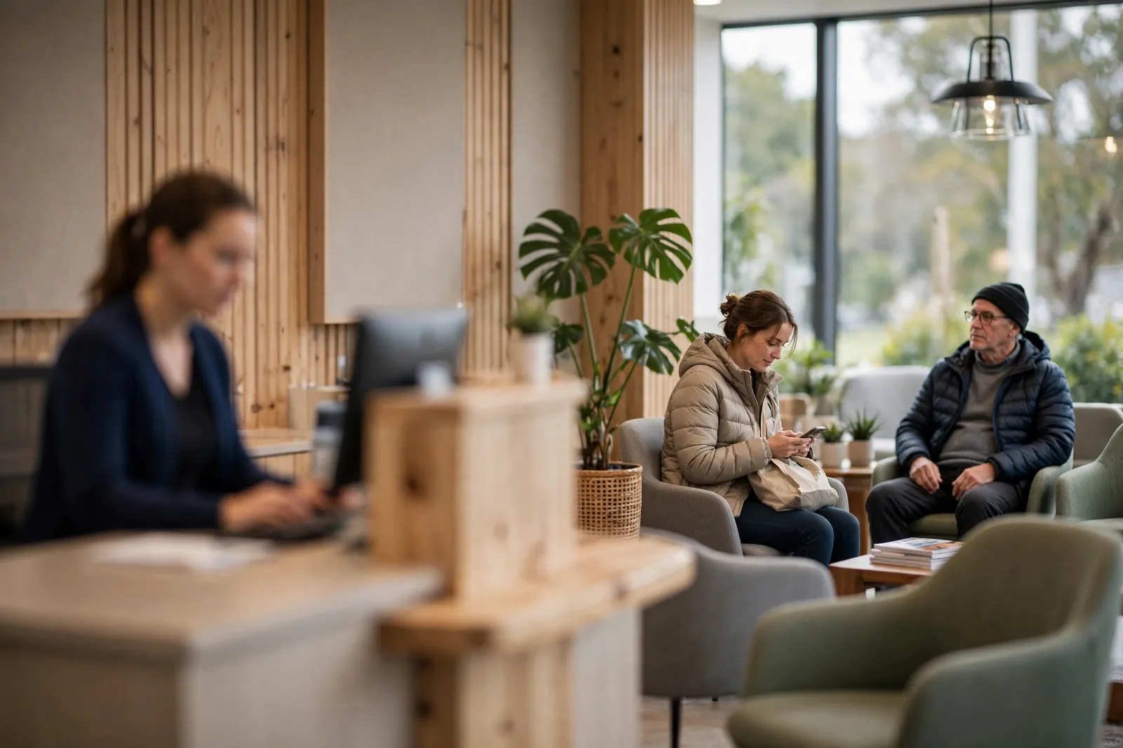 The reception and waiting area of a general practice clinic