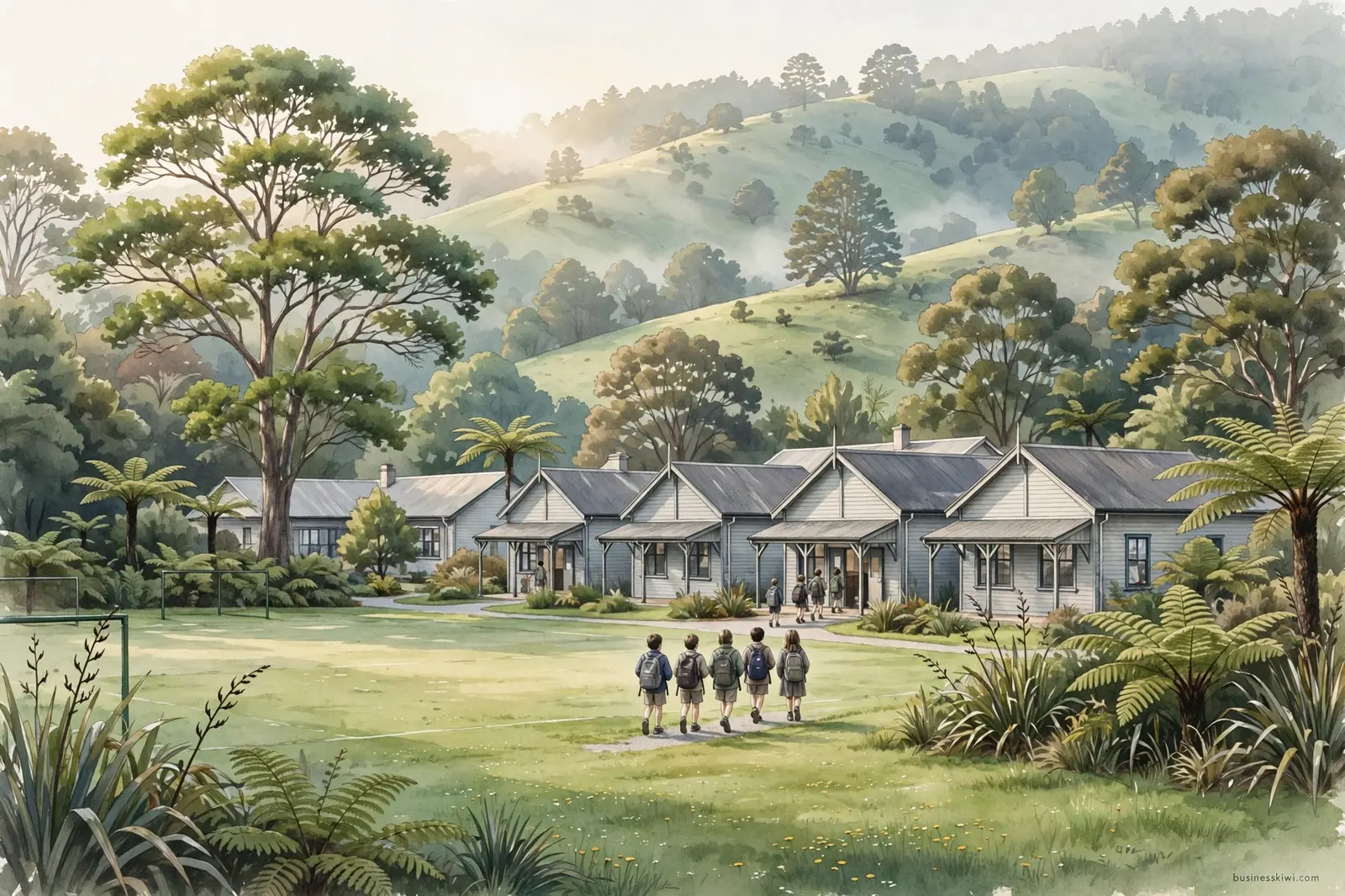 Illustration of a New Zealand primary school