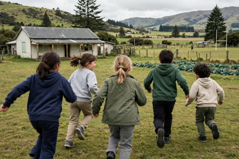 Primary school students playing outdoors