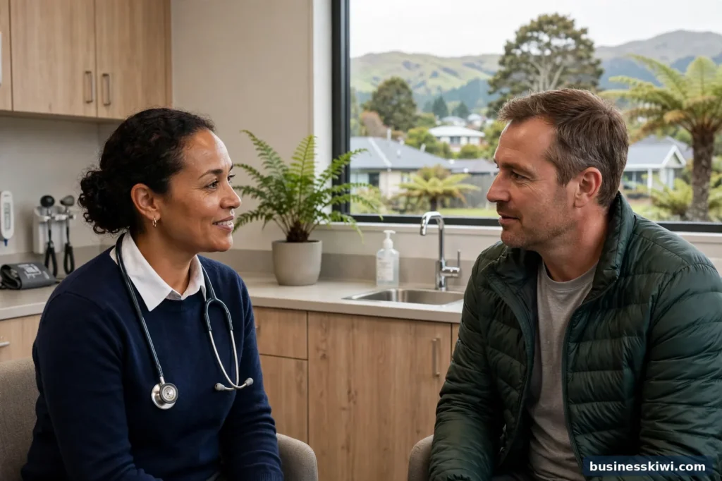 A GP consulting with a patient