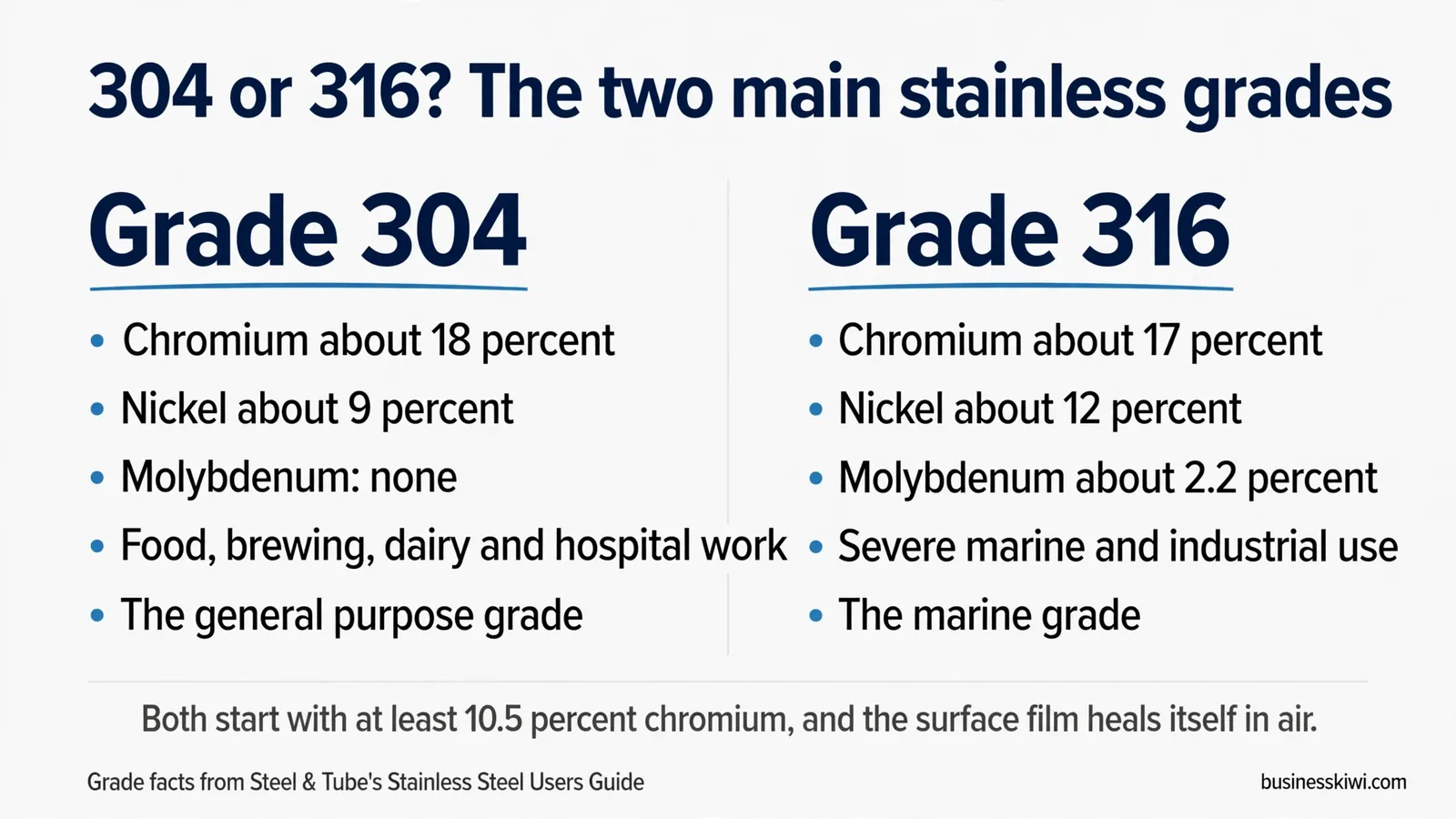 304 or 316? The two main stainless grades