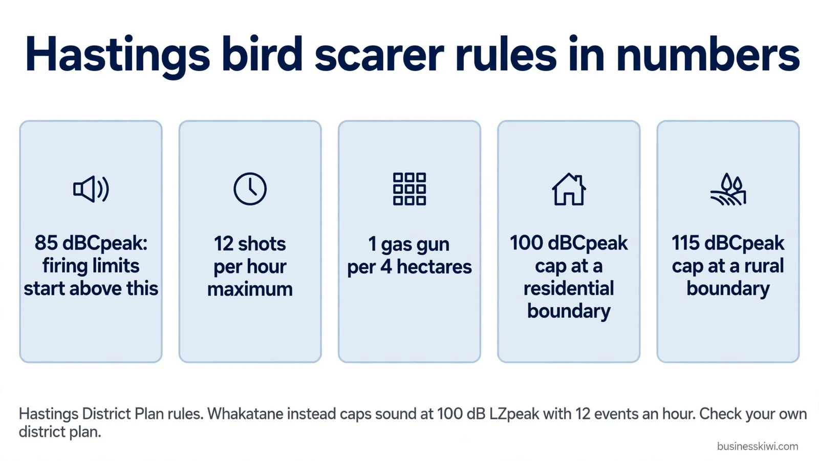 Hastings bird scarer rules in numbers