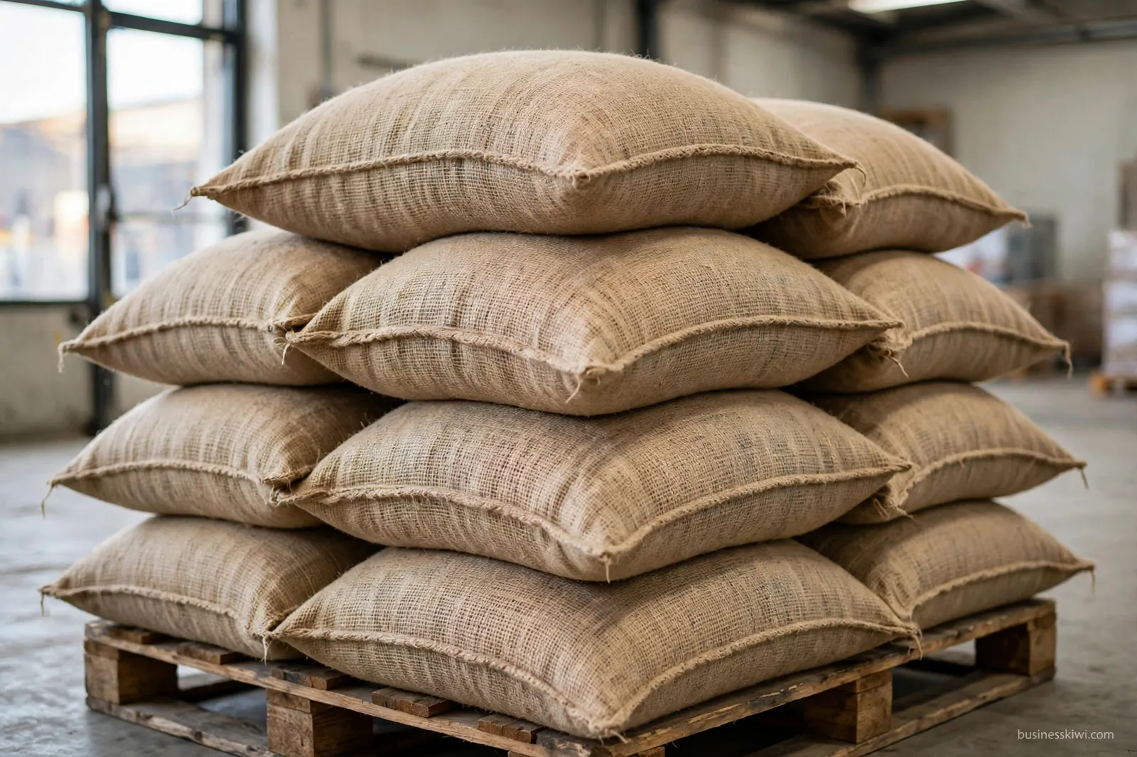 A stack of hessian sacks