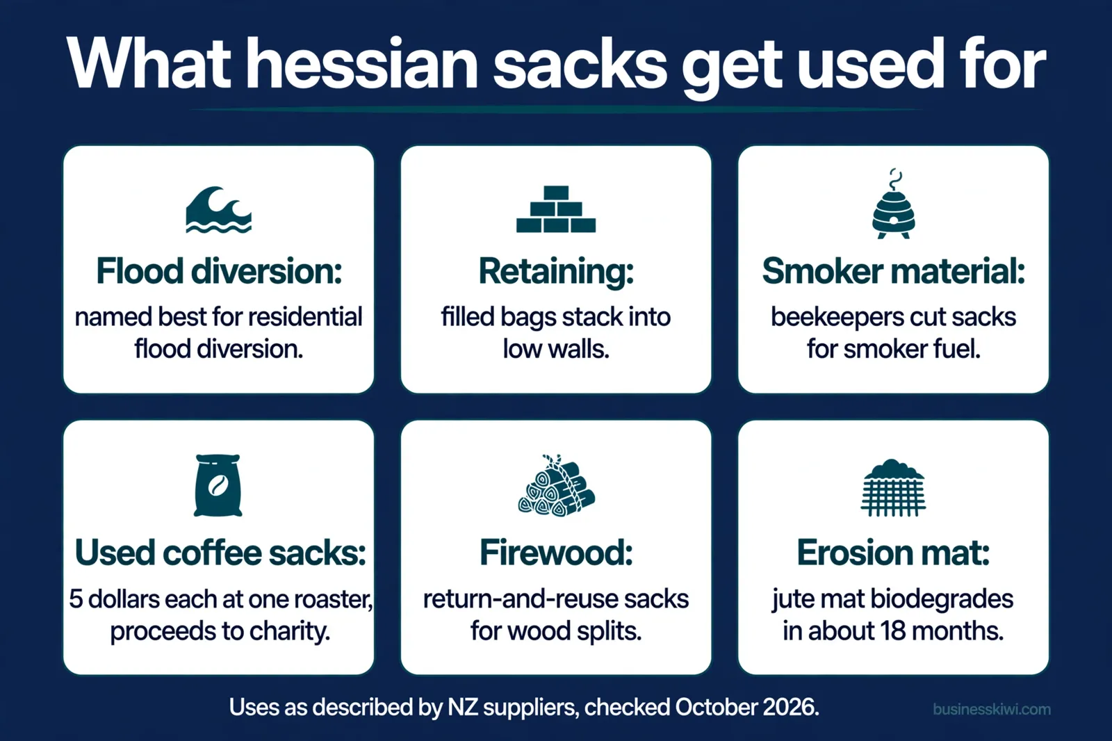 What hessian sacks are used for