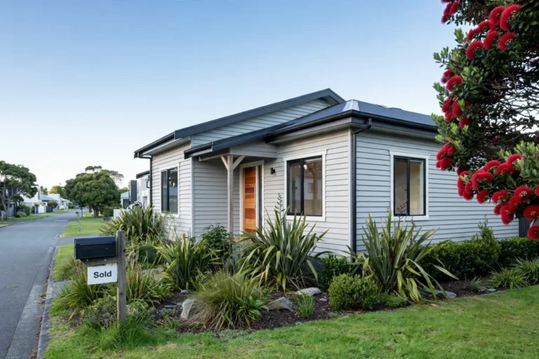 A New Zealand home with a sold sign, illustrating home loan rates and mortgage costs in NZ