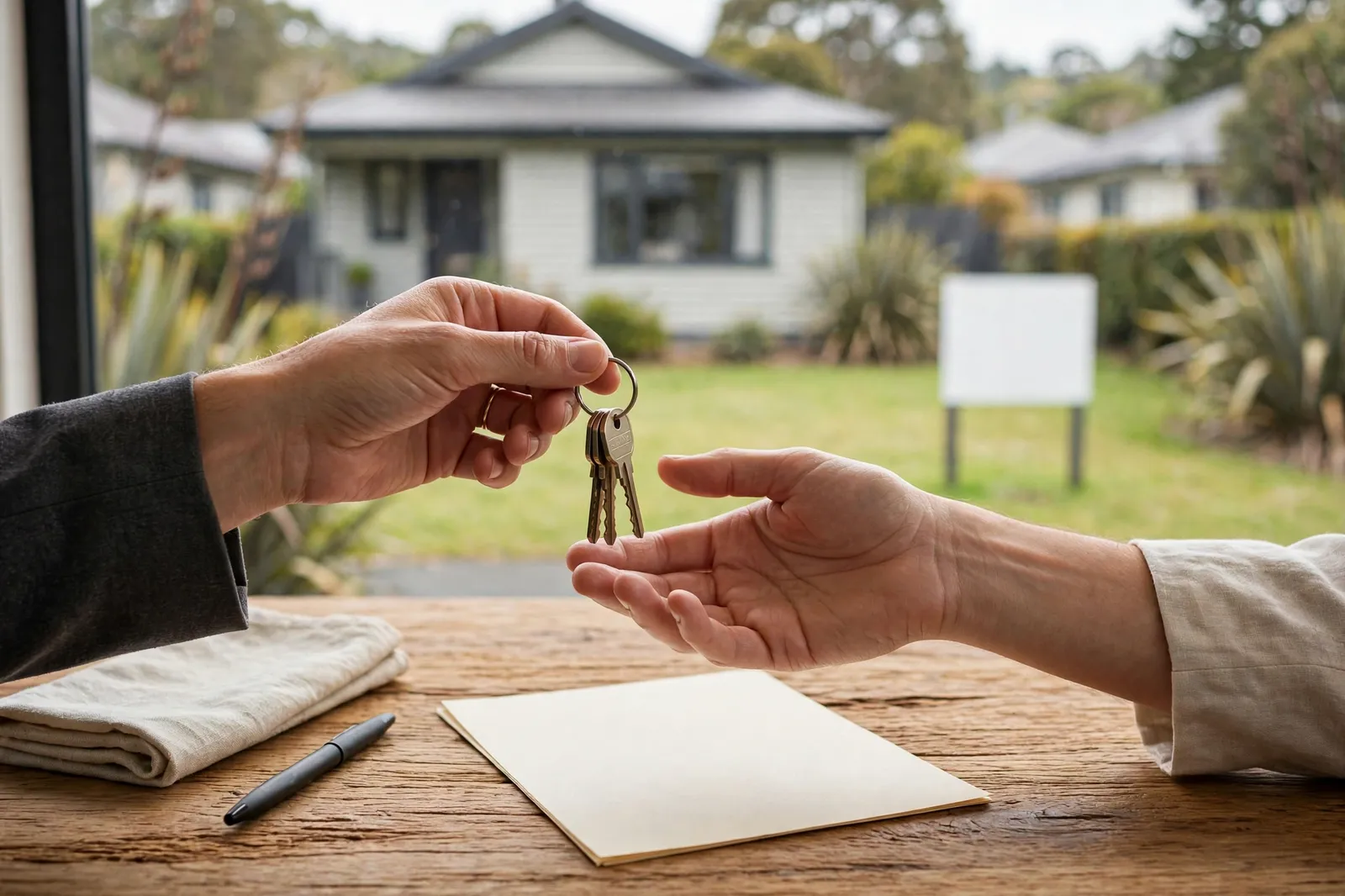 House keys being handed over at settlement