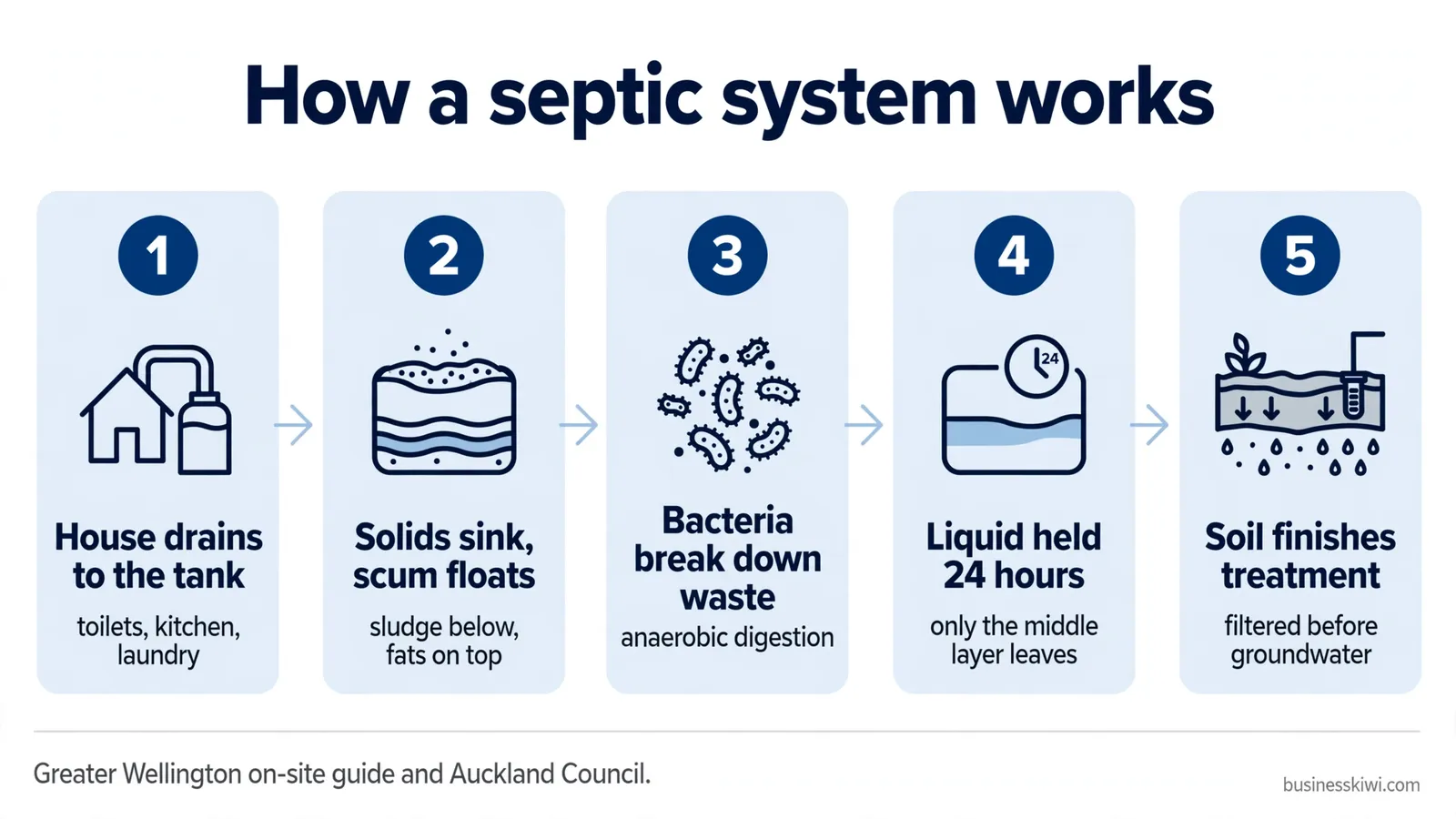 How a septic system works in five stages