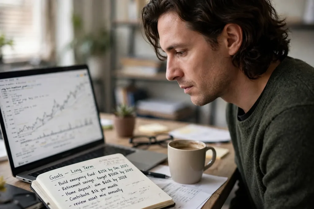A man reviewing his long-term investment growth