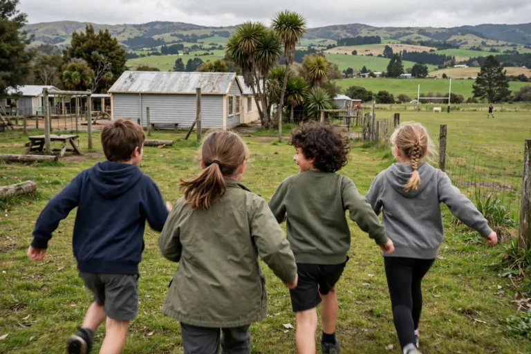 Primary school students playing outdoors