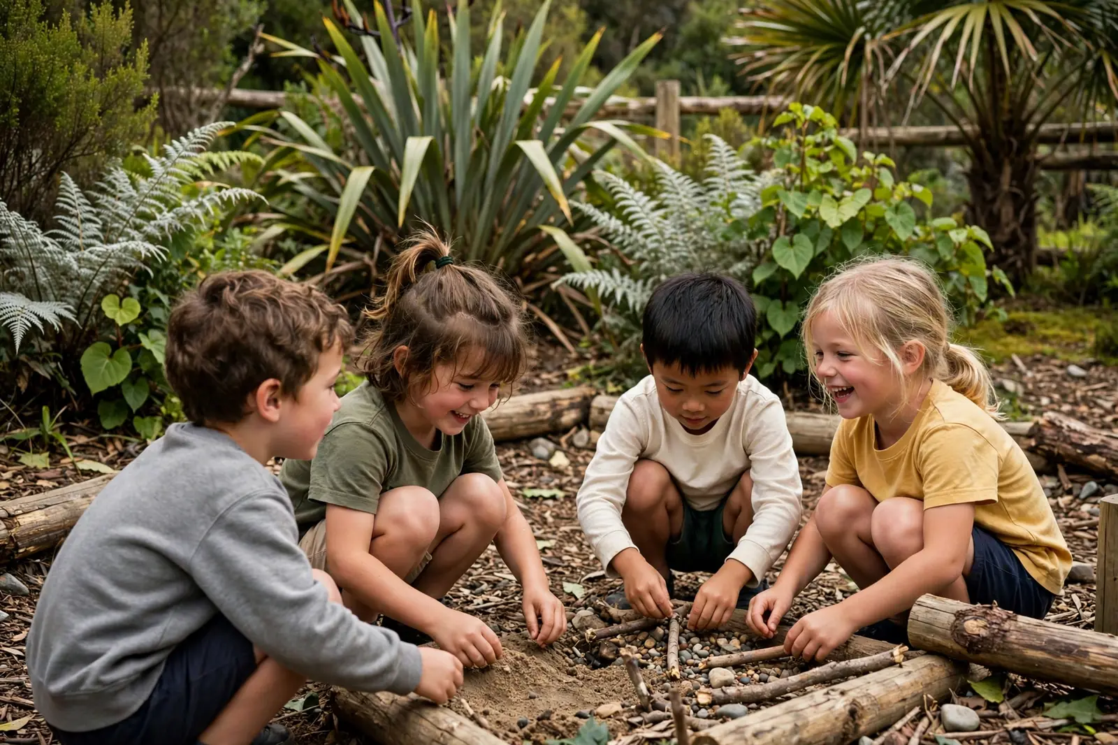Children playing outdoors at kindergarten