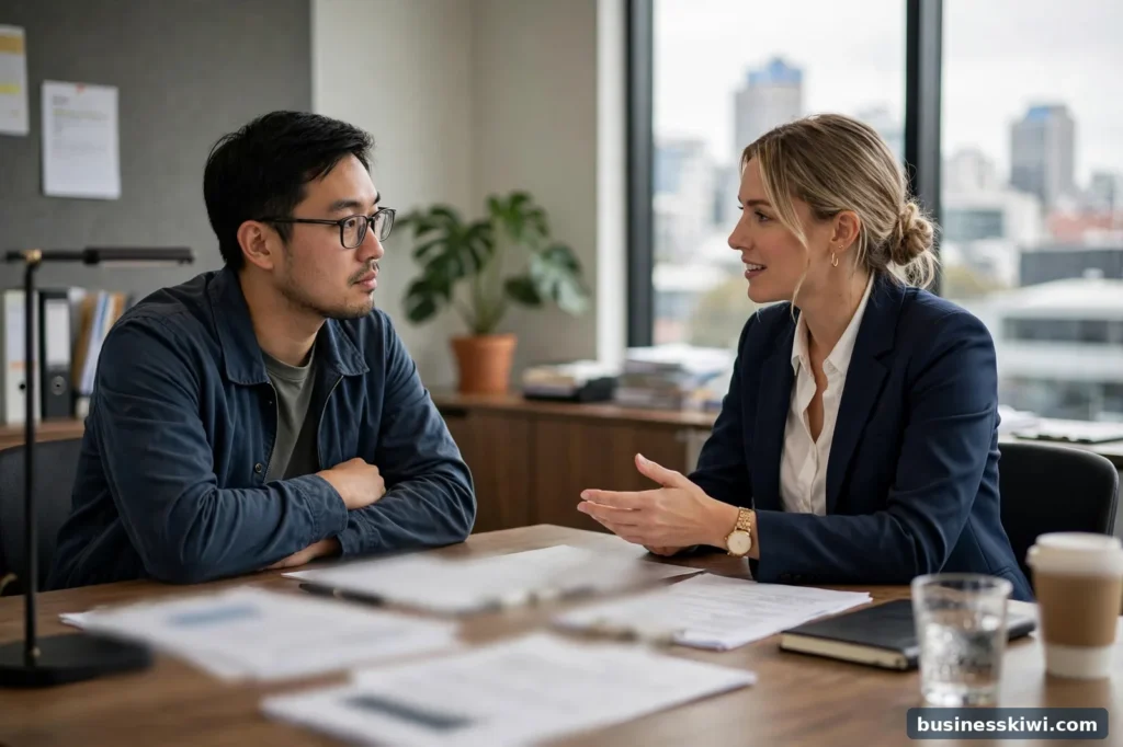 A client in a first consultation with an immigration lawyer