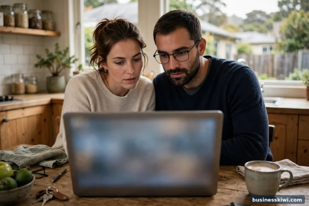 A couple reviewing their home loan balance