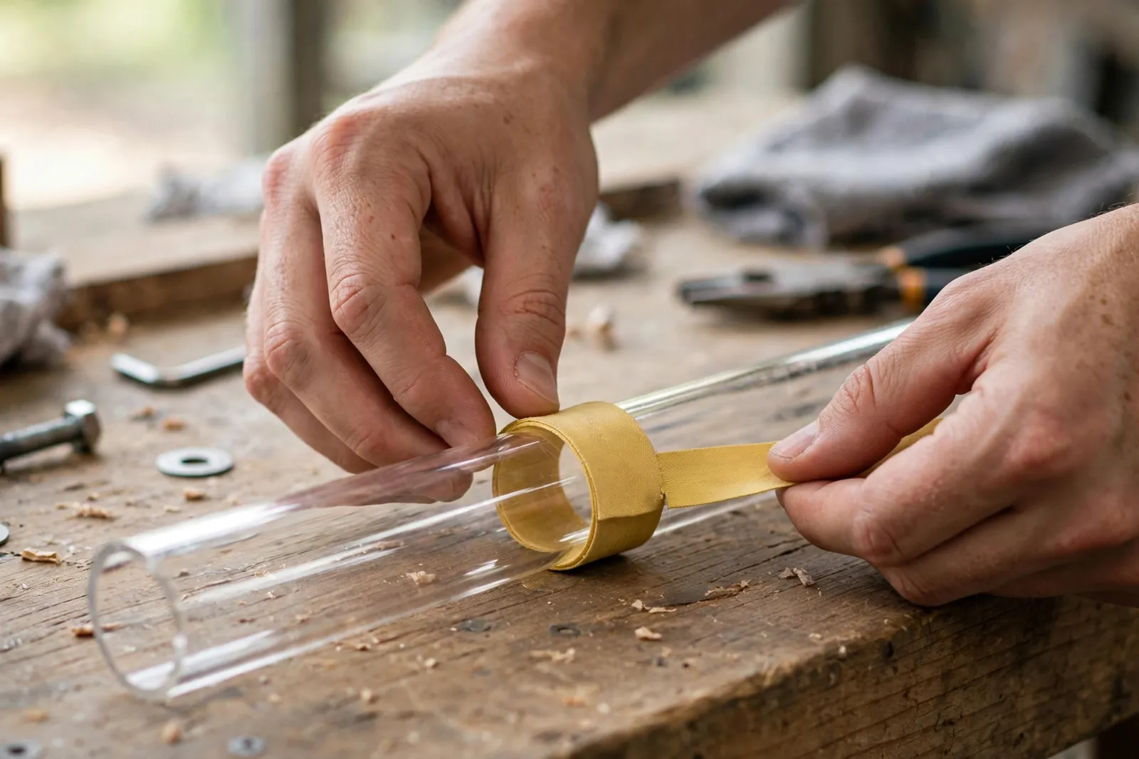 Marking a clear acrylic tube before cutting