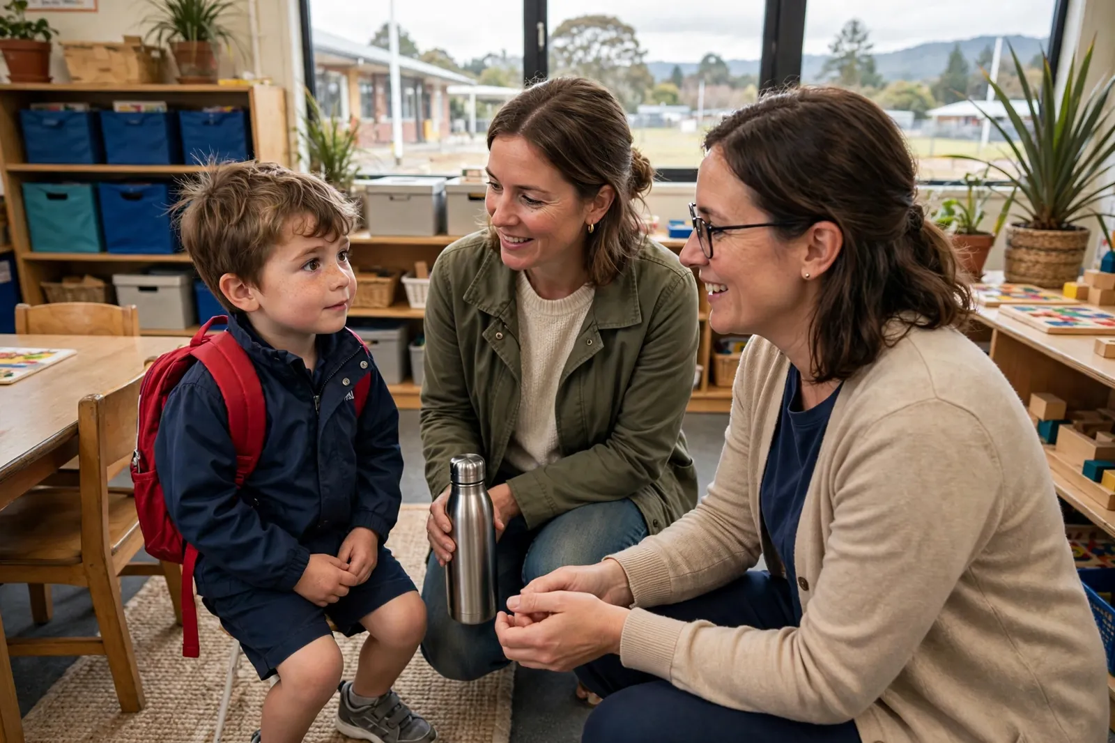 A new entrant on a pre-entry visit to a classroom