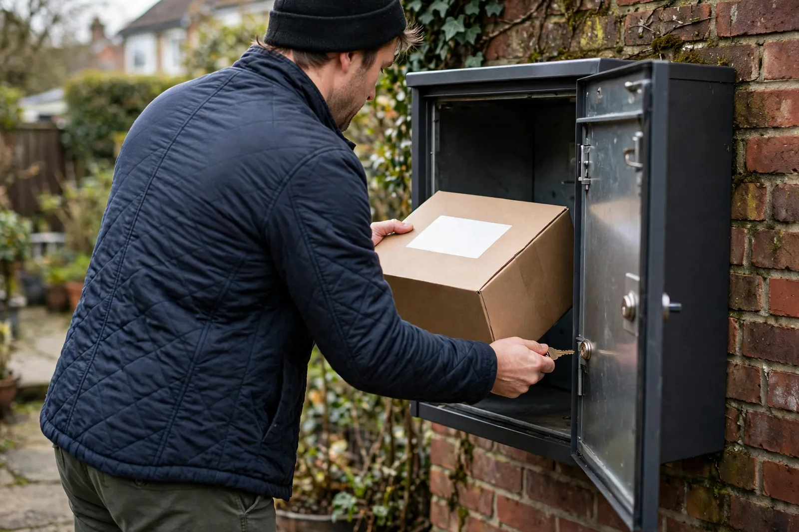 Opening a parcel letterbox at home
