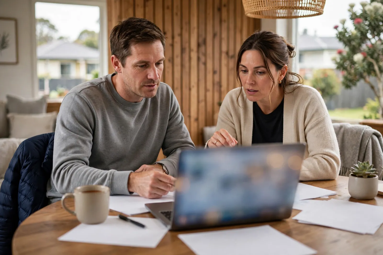 Parents comparing school information at home