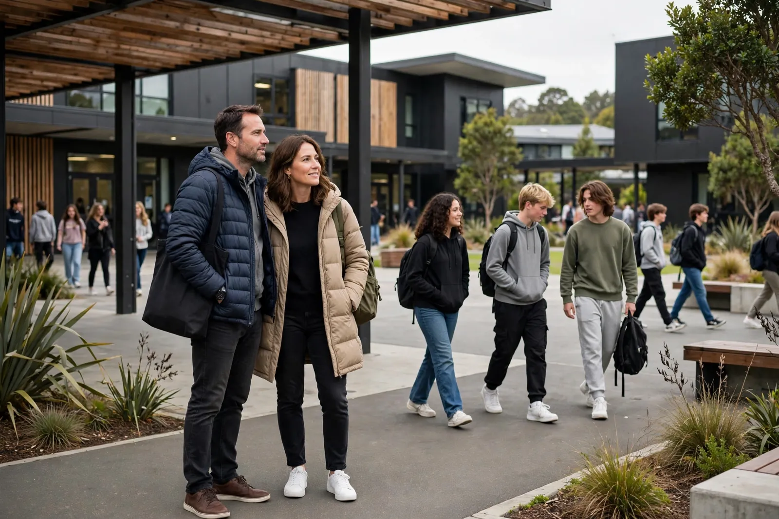Parents visiting a school open day