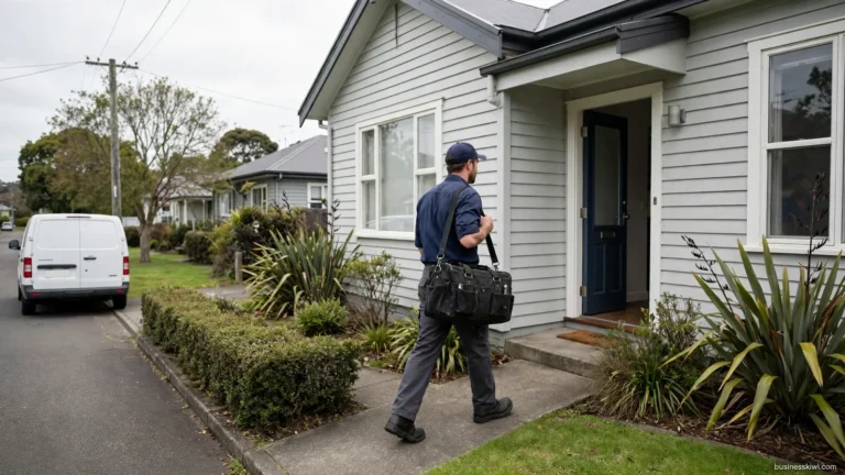 A plumber arriving at a home