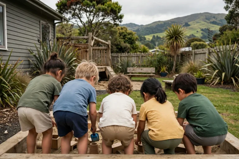 Preschool children playing outdoors